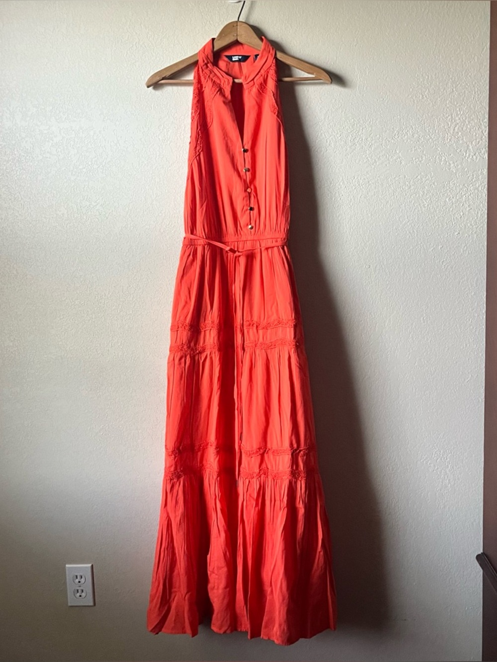 Lands' End Orangish Red Maxi Dress